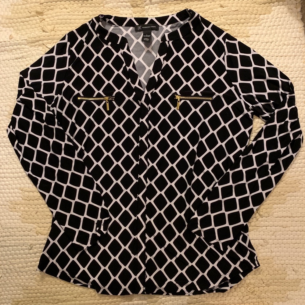 INC Stretch Zipper Blouse
